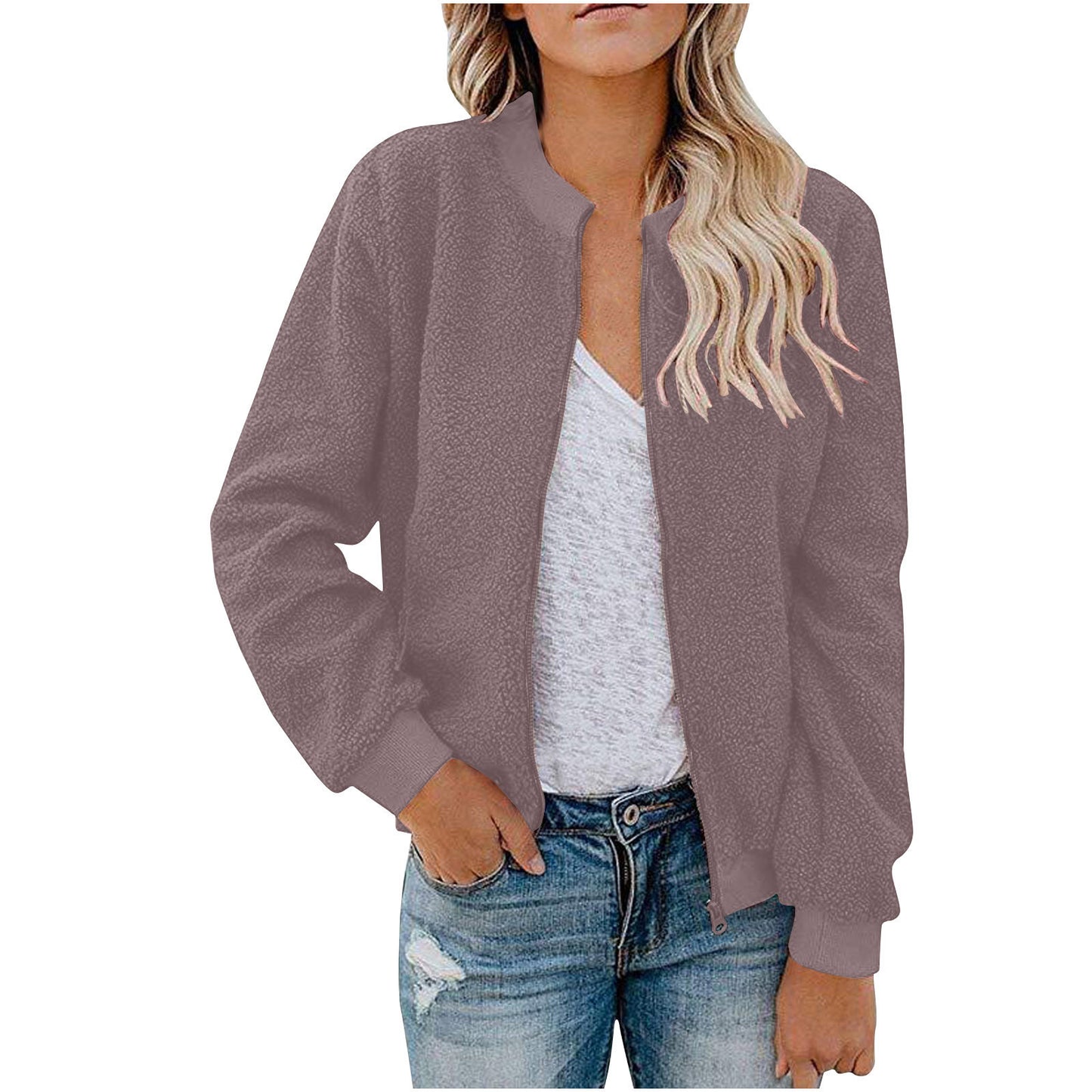 Cashmere Zipper Jacket Coat Top Women