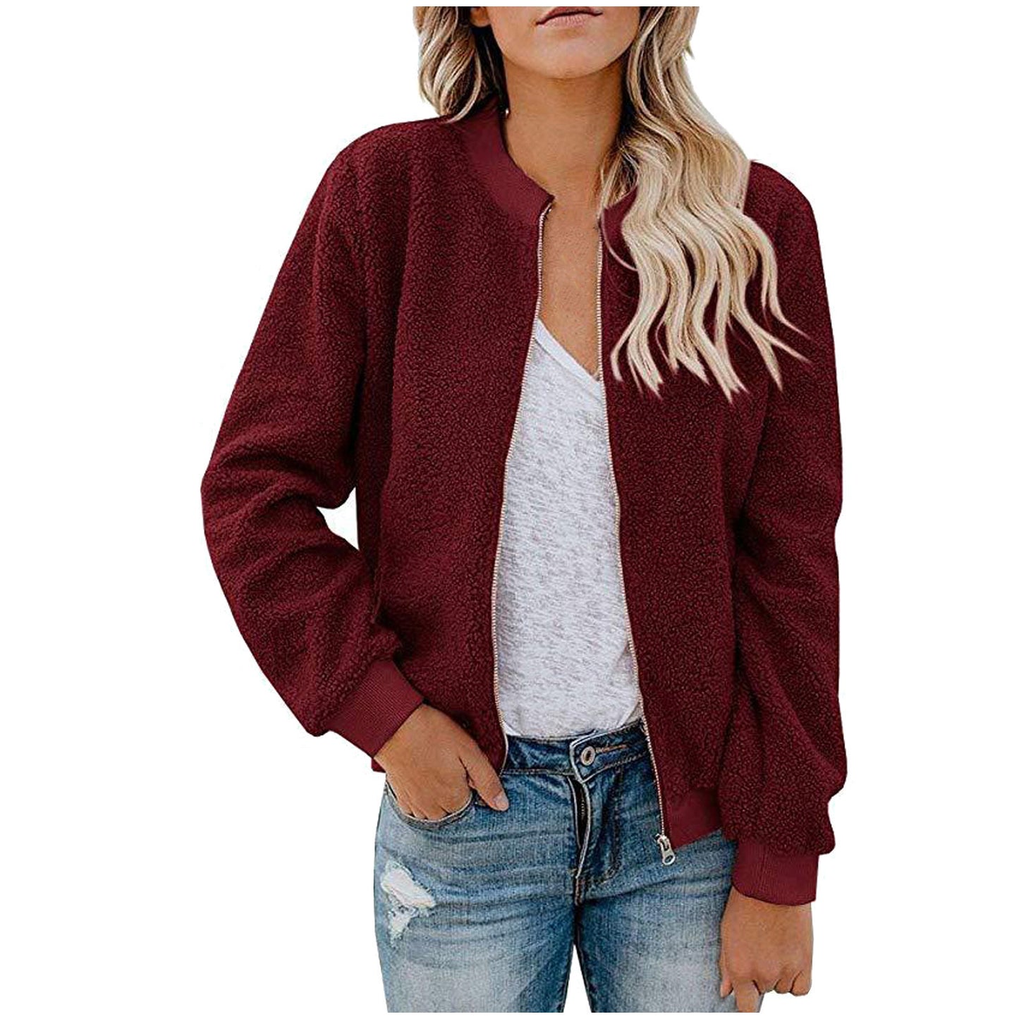 Cashmere Zipper Jacket Coat Top Women