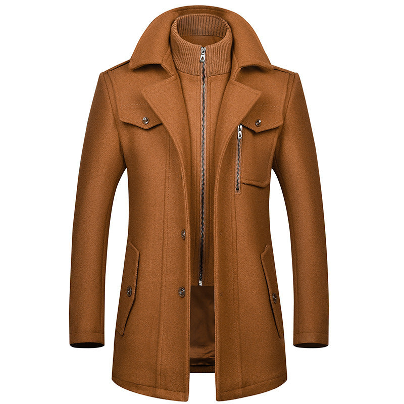Men's Woolen Coat Fashion Double Collar Cold-resistant