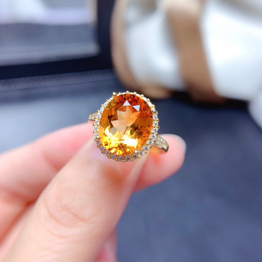 New Natural Citrine Women's Open Ring
