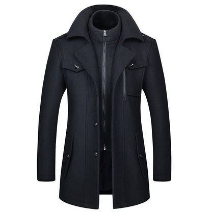 Men's Woolen Coat Fashion Double Collar Cold-resistant