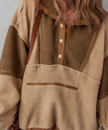 Two-tone Collage Polyester Fiber Sweatshirt