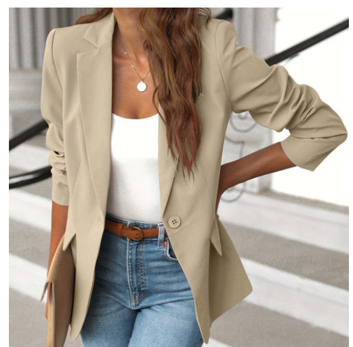 Ins Revers Button Jacke Mode Pendler Casual Anzug Jacke Damen Langarm Tops Outwear Kleidung