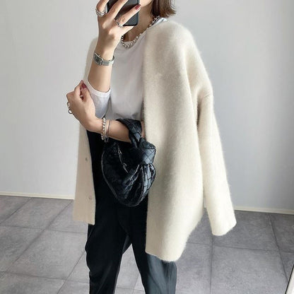 Ins Single Breasted Cardigans Fashion Solid Color Knitted Jacket Women's Autumn Spring Clothing