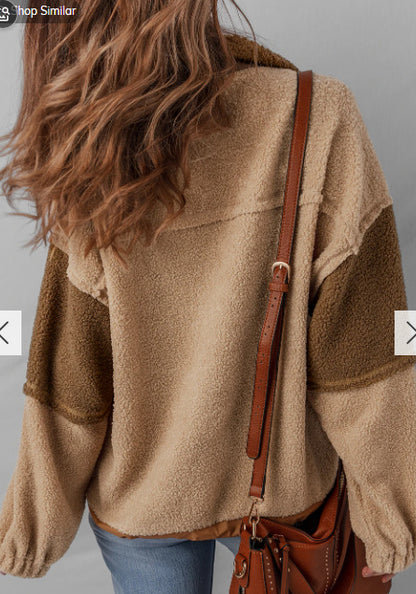 Two-tone Collage Polyester Fiber Sweatshirt