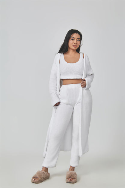 Gemütliches Pyjama-Set, 3-teiliges Loungewear-Set, süße Loungewear, warme Anzugsets, passendes Set, Loungewear-Set, 3-teiliges Hosen-Set, Damen-Winterkleid